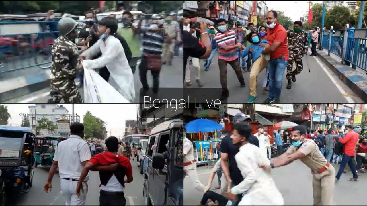 police and bjp workers tussle in siliguri