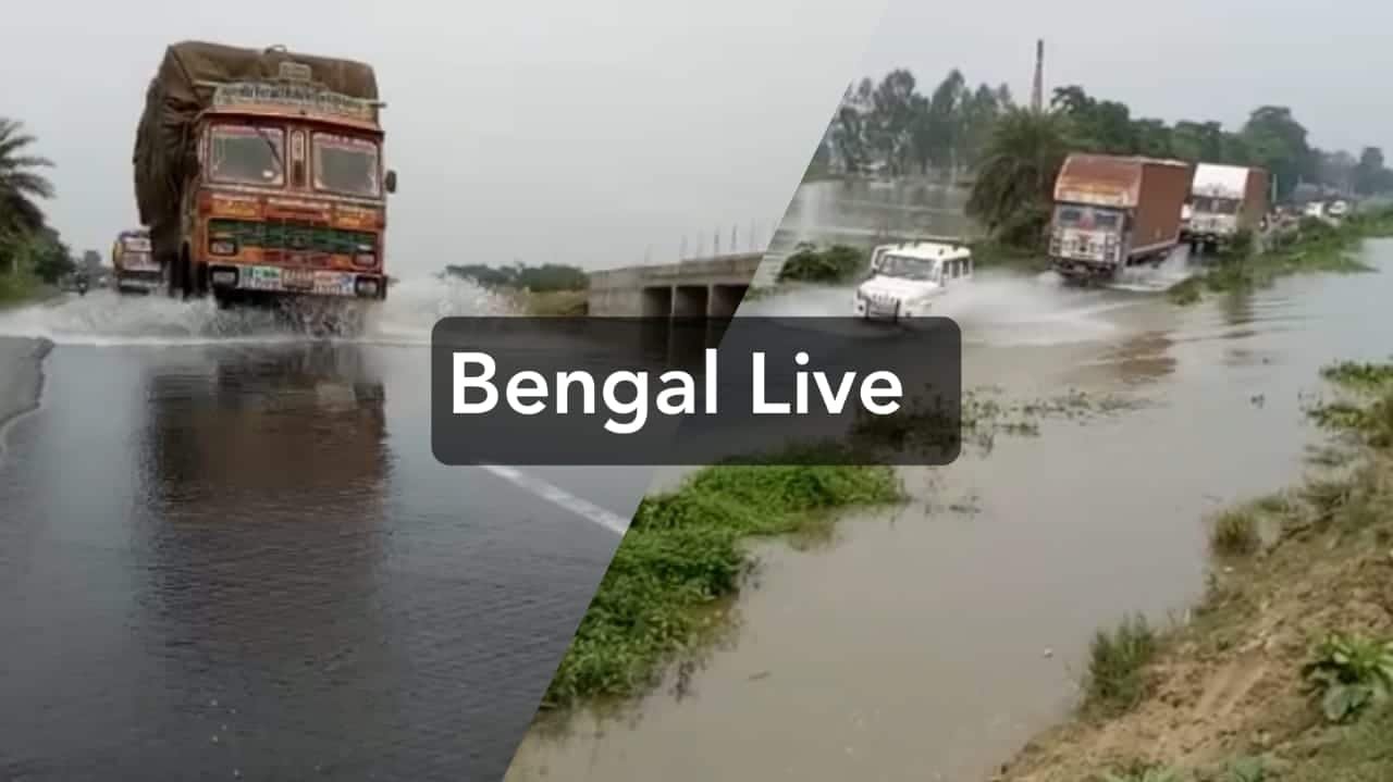nh-34 under flood water of nagar river in raiganj, several villages inundated