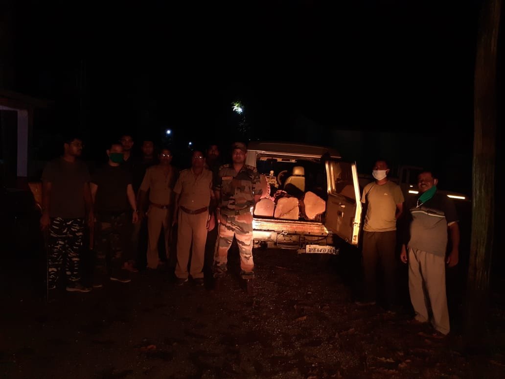teak wood seized before smuggling, joint raid by jalpaiguri police and forest personnel