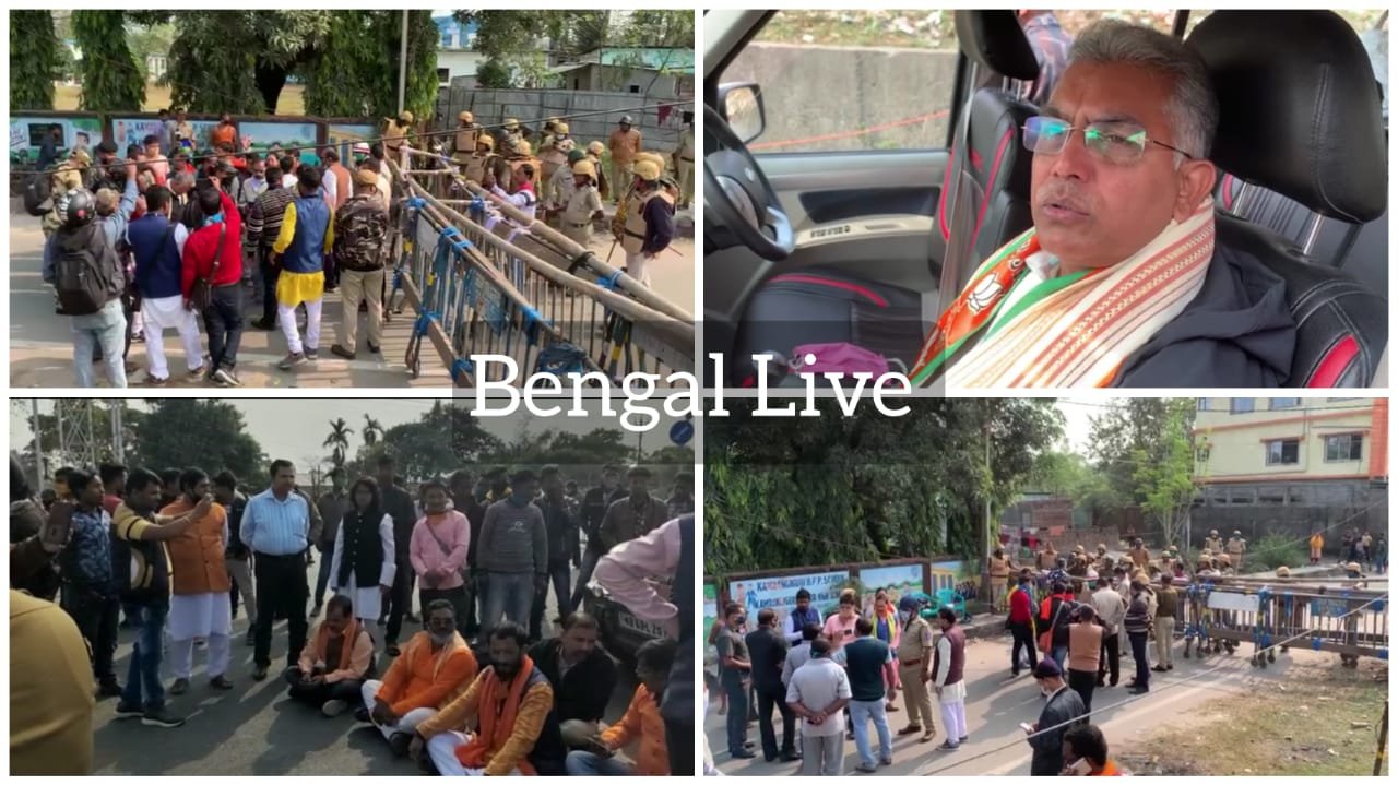 police resists wb bjp president dilip ghosh