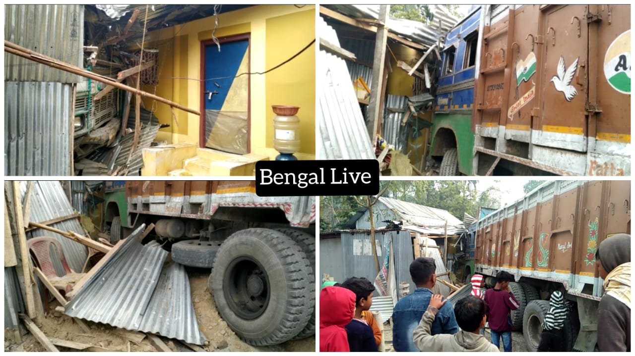 truck entered in house