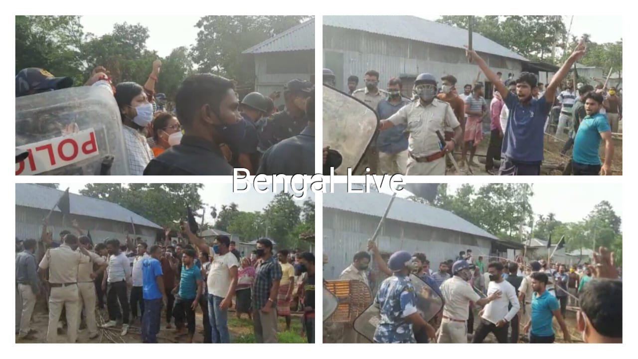 BJP state leadership in the face of protests in coochbehar
